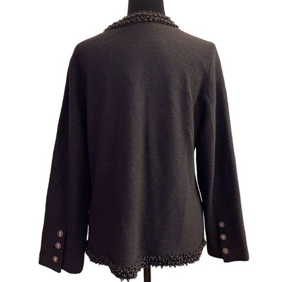 Chico’s‎ Jazzy Jewel Black Wool Embellished Cardigan Jacket L / 12/ 2 - Picture 4 of 13